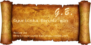 Gyuricska Benjámin névjegykártya